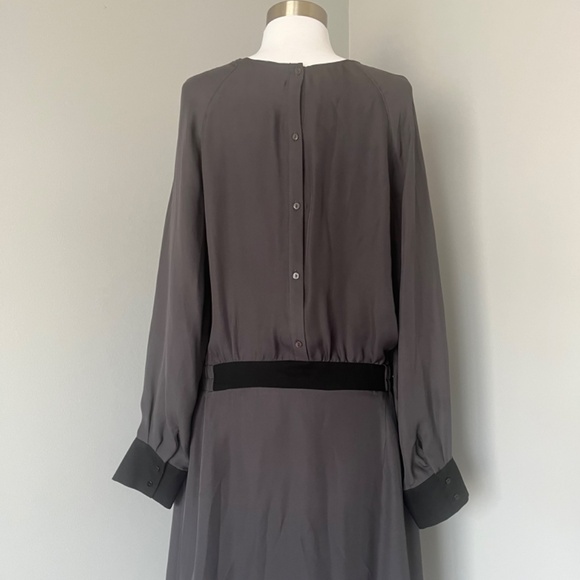 Gerard Darel 100% Silk Gray Career Wear to Work Casual Long Sleeves Midi Dress - Picture 5 of 12